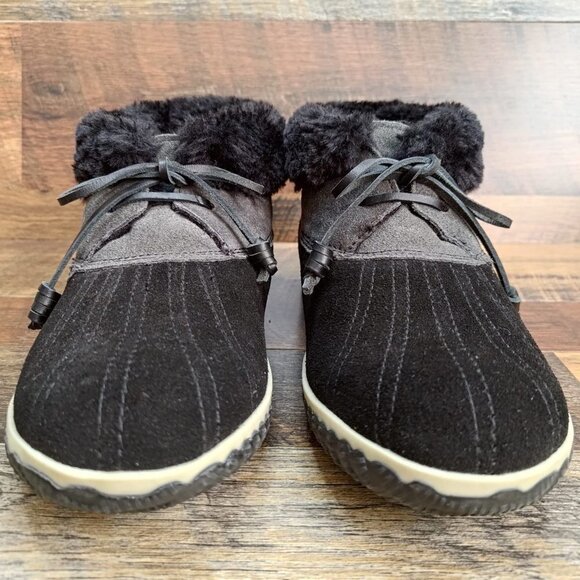 Sperry Women's Top Sider Elayna Duck Black Leather Faux Fur Boots Size 10 - Picture 2 of 8